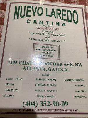 Menu photo 7 Nuevo Laredo Cantina Atlanta, GA Menu photo 7 Nuevo Laredo Cantina Atlanta, GA