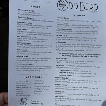 Odd Bird Cafe - Menu - Breakfast & Brunch Near Me - Corvallis, Oregon Odd Bird Cafe - Menu - Breakfast & Brunch Near Me - Corvallis, Oregon