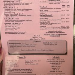 Mary's Rose Garden - Menu