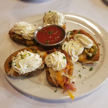 The Spaghetti Western T C Jester - Partial order of potato skins , combination of chicken, bacon, jalapenos and cheese topped off with sour cream and marinara dipping sauce - Italian Near Me - Houston, Texas The Spaghetti Western T C Jester - Partial order of potato skins , combination of chicken, bacon, jalapenos and cheese topped off with sour cream and marinara dipping sauce - Italian Near Me - Houston, Texas