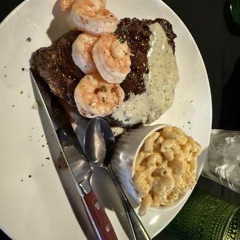 Lincoln House - Steak with shrimp...no seasoning on shrimp. Blue cheese added to the steak...already melted when arrived. - American Near Me - Covina, California Lincoln House - Steak with shrimp...no seasoning on shrimp. Blue cheese added to the steak...already melted when arrived. - American Near Me - Covina, California