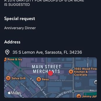 Hyde Park Prime Steakhouse - Notice request stating anniversary dinner - Steakhouses Near Me - Sarasota, Florida