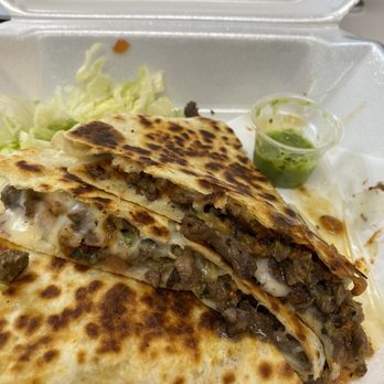 Gym Tacos - Steak Quesadilla- all toppings and chipotle Mayo, amazing salsa verde on the side - Mexican Near Me - Raleigh, North Carolina