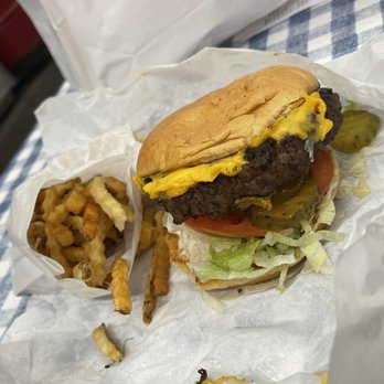 Mighty Fine Burgers University Oaks - Cheeseburger and fries - Burgers Near Me - Round Rock, Texas