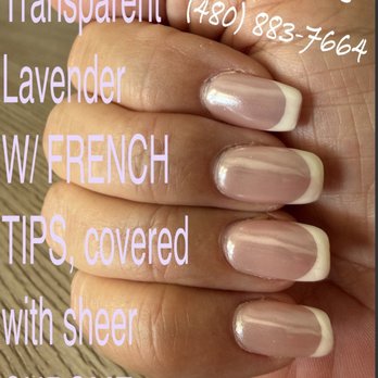 Modern’s Nails And Spa - Transparent lavender, white French tips, finished with a transparent CHROME. Nail tech's name was "D". - Nail Salons Near Me - Chandler, Arizona Modern’s Nails And Spa - Transparent lavender, white French tips, finished with a transparent CHROME. Nail tech's name was "D". - Nail Salons Near Me - Chandler, Arizona