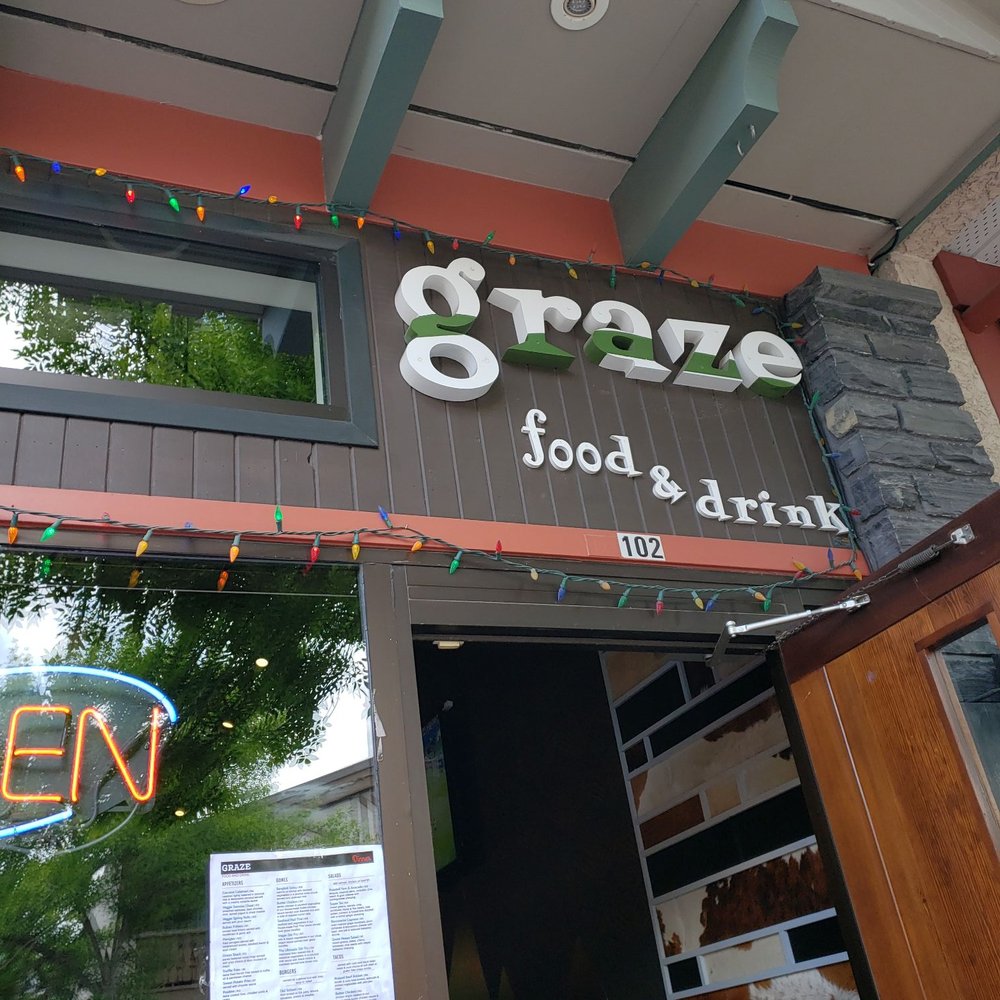 Graze - this is the entrance of Grey's from the patio View - Bars Near Me - Canmore, Alberta