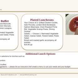 J and T Fresh Catering - Launch buffet and plated meals