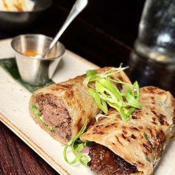 Cellar 335 - Scallion Pancake Roll with Short Ribs - Cocktail Bars Near Me - Jersey City, New Jersey