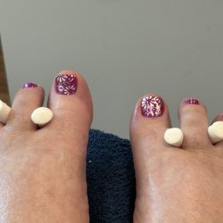 Frenchies Modern Nail Care Beaverton - Pedicure with a silver stamped design