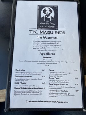 Menu photo 5 TK Maguire's Juneau, AK