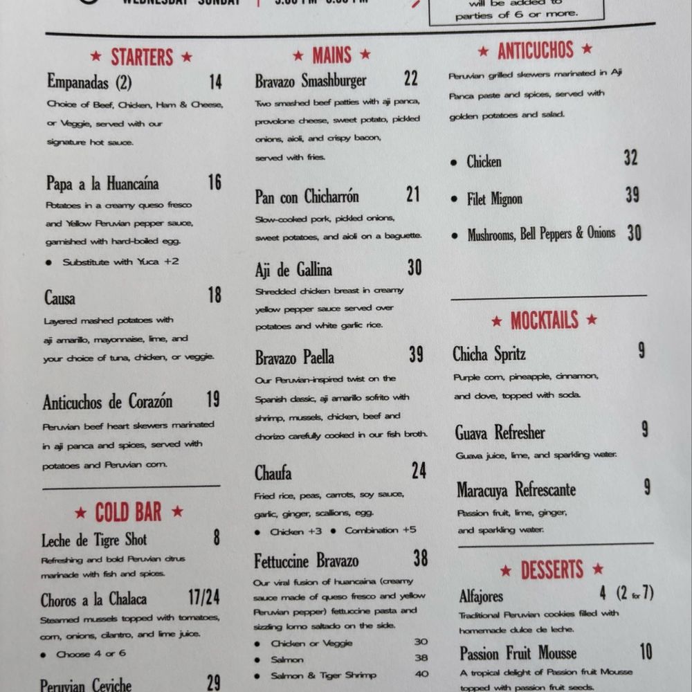 Bravazo - Dinner menu - Latin American Near Me - Pleasanton, California Bravazo - Dinner menu - Latin American Near Me - Pleasanton, California