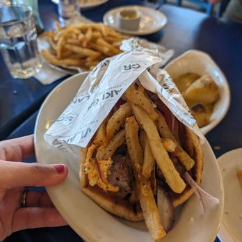 Souvlaki GR - Pork soluvaki pita with fries $8.5 - Greek Near Me - Boynton Beach, Florida Souvlaki GR - Pork soluvaki pita with fries $8.5 - Greek Near Me - Boynton Beach, Florida