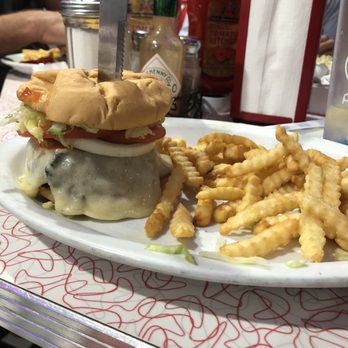 Starlite Diner - Mushroom Swiss burger with fries - Diners Near Me - Daytona Beach, Florida Starlite Diner - Mushroom Swiss burger with fries - Diners Near Me - Daytona Beach, Florida