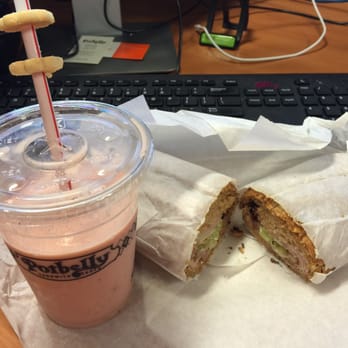 Potbelly - A WRECK ON MULTI-GRAIN AND A REAL FRUIT STRAWBERRY SMOOTHIE!  EVEN LITTLE VANILLA COOKIES AROUND THE STRAW!  AWESOME!! - Sandwiches Near Me - Scottsdale, Arizona