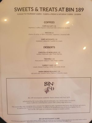 Menu photo 4 Bin 189 Lake Arrowhead, CA Menu photo 4 Bin 189 Lake Arrowhead, CA