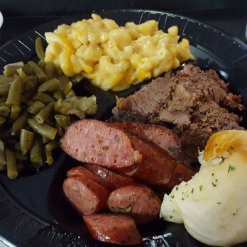 Old House BBQ - Brisket and sausage plate. - Barbeque Near Me - Lewisville, Texas Old House BBQ - Brisket and sausage plate. - Barbeque Near Me - Lewisville, Texas