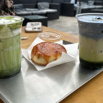 Memorylook - Matcha Einspanner, crème brûlée donut, butterfly pea foam Matcha Latte - Coffee & Tea Near Me - Los Angeles, California Memorylook - Matcha Einspanner, crème brûlée donut, butterfly pea foam Matcha Latte - Coffee & Tea Near Me - Los Angeles, California