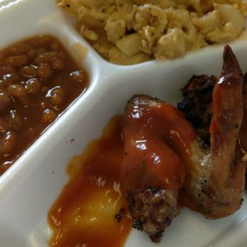 Brothers Keeper BBQ - Baked beans, Mac and cheese, and fried chicken wing - Barbeque Near Me - Long Beach, California