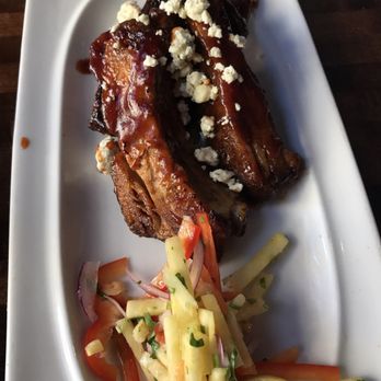 Pacífico - BBQ ribs (4) with mango salsa - Latin American Near Me - New Haven, Connecticut Pacífico - BBQ ribs (4) with mango salsa - Latin American Near Me - New Haven, Connecticut