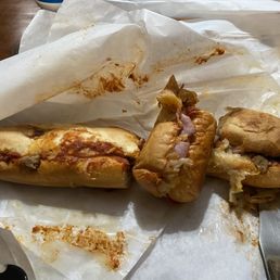 This grinder was made with pizza sauce instead of garlic butter. This grinder was made with pizza sauce instead of garlic butter.