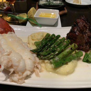 The Willows - 8oz filet mignon with a 12 ounce lobster tail cooked to perfection with mashed potatoes and asparagus. - Seafood Near Me - Santa Ynez, California The Willows - 8oz filet mignon with a 12 ounce lobster tail cooked to perfection with mashed potatoes and asparagus. - Seafood Near Me - Santa Ynez, California