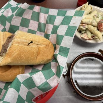 Basil Cafe & Catering - French dip w/au jus and pesto pasta salad (side) - Salad Near Me - High Point, North Carolina