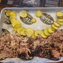 Pound of BBQ pork with extra pickles! Pound of BBQ pork with extra pickles!
