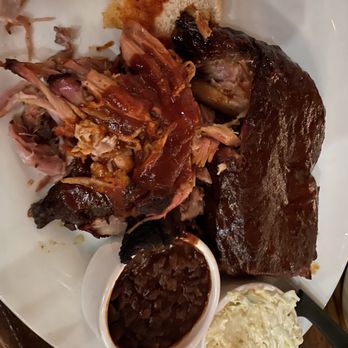Ole Savannah Southern Table & Bar - Ribs and pork: dry and hard, but a nice sauce/rub on both. Beans had nice flavor but were overly salted. Flavorless coleslaw. - Barbeque Near Me - Kingston, New York