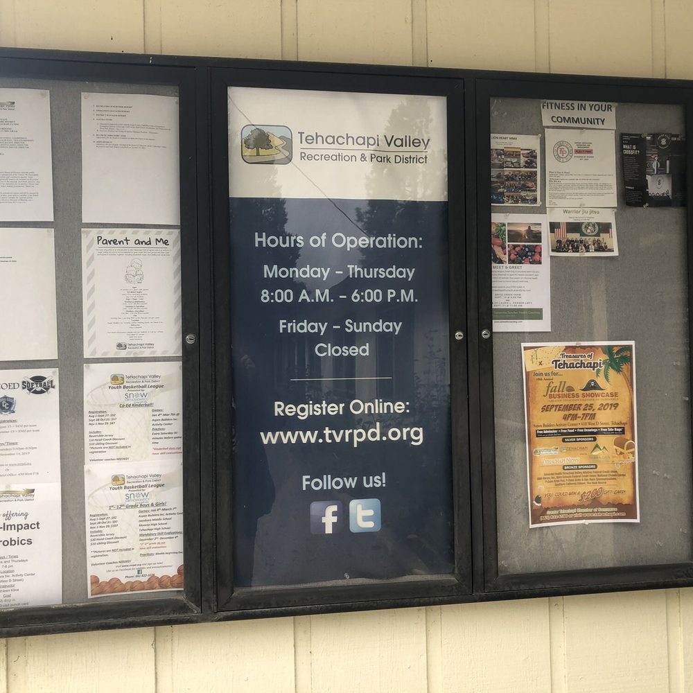 Tehachapi Valley Recreation & Parks District - Hours and website for upcoming activities - Recreation Centers Near Me - Tehachapi, California Tehachapi Valley Recreation & Parks District - Hours and website for upcoming activities - Recreation Centers Near Me - Tehachapi, California