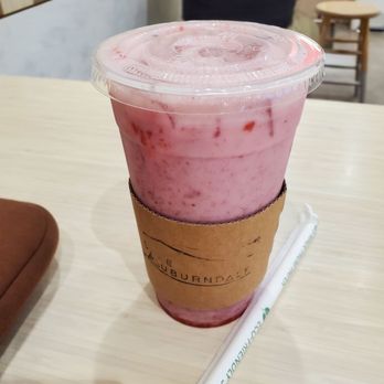 Cafe Auburndale - Strawberry latte cold - Coffee & Tea Near Me - Flushing, New York Cafe Auburndale - Strawberry latte cold - Coffee & Tea Near Me - Flushing, New York
