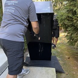 Pushing the safe upside down on concrete Pushing the safe upside down on concrete