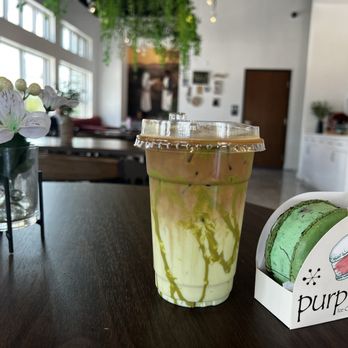Heritage coffee shop - Pistachio latte and pistachio raspberry macaron ice cream sandwich!! - Coffee & Tea Near Me - Frisco, Texas Heritage coffee shop - Pistachio latte and pistachio raspberry macaron ice cream sandwich!! - Coffee & Tea Near Me - Frisco, Texas