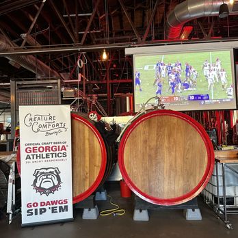 Creature Comforts Brewing - Big Screen in main area - Breweries Near Me - Athens, Georgia