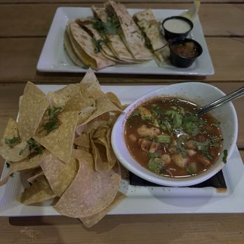 The Porch - Shrimp Ceviche with avocado and Quesadilla with steak - Cocktail Bars Near Me - Tempe, Arizona