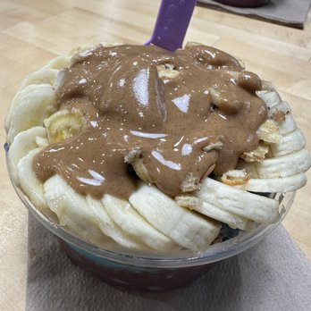 Island Bodega - Acai, Blue island, Blue chia, Bananas, blue berries, Walnuts, Almonds, Toasted coconuts, banana chipa - Acai Bowls Near Me - Cerritos, California