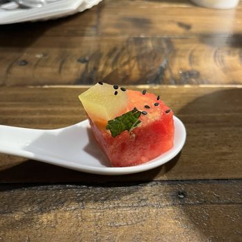 Kjun - Free sample of watermelon salad - Korean Near Me - New York, New York