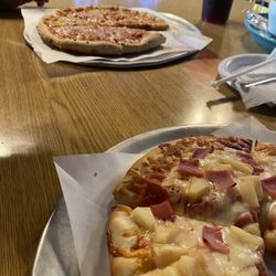 Covered Bridge Pizza Parlor - Hawaiian pizza and cheese pizza