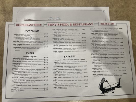 Menu photo 1 Tony's Pizza & Restaurant South Plainfield, NJ Menu photo 1 Tony's Pizza & Restaurant South Plainfield, NJ