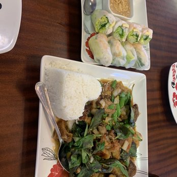 Siam Cuisine - Crispy pork and basil. And fresh spring rolls. - Thai Near Me - Anchorage, Alaska