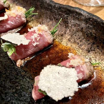 Roka Akor - Chicago - Prime Beef Tataki, Fresh Shaved Truffle, Truffle Jus, Pickled Daikon - Sushi Bars Near Me - Chicago, Illinois