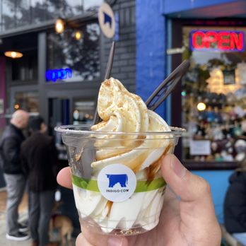 Indigo Cow - Shiratama Kuromitsu Kinako Ice Cream Cup at Indigo Cow - Ice Cream & Frozen Yogurt Near Me - Seattle, Washington Indigo Cow - Shiratama Kuromitsu Kinako Ice Cream Cup at Indigo Cow - Ice Cream & Frozen Yogurt Near Me - Seattle, Washington