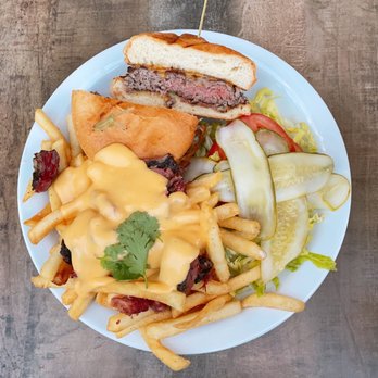 The Refuge - Cheddar Burger w/ Goofy Fries - Burgers Near Me - San Mateo, California