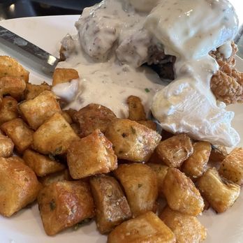 The Waffle Experience - Roasted potatoes with country boys Benedict - Waffles Near Me - Elk Grove, California The Waffle Experience - Roasted potatoes with country boys Benedict - Waffles Near Me - Elk Grove, California