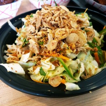 Bird And Bao - Crunchy cabbage & herb salad. Supremely fresh tasting, topped with crispy onion bits and cilantro. Absolutely fantastic. - Asian Fusion Near Me - Patchogue, New York
