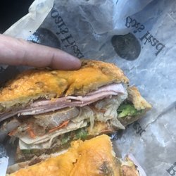 Holey Bagels - Bagel Mi on jalapeño cheddar bagel because more jalapeños are always better