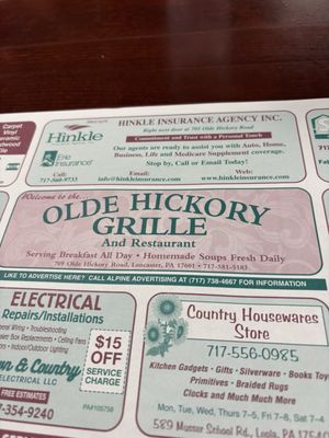 Menu photo 1 Olde Hickory Grill Lancaster, PA
