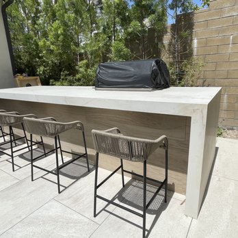 Ace Stone Fabricators - Porcelain slab waterfall edge BBQ island - Countertop Installation Near Me - Woodland Hills, California
