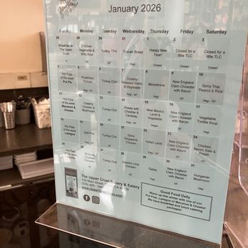 Upper Crust Bakery - Soup menu for the month - Bakeries Near Me - Chico, California