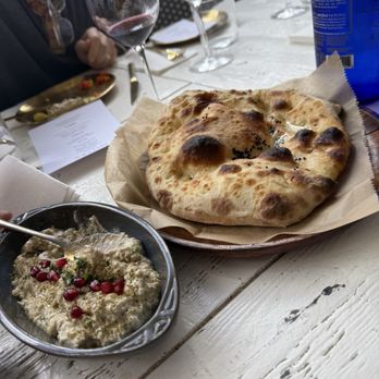Motek - Babaganoush with pita - Mediterranean Near Me - Aventura, Florida Motek - Babaganoush with pita - Mediterranean Near Me - Aventura, Florida
