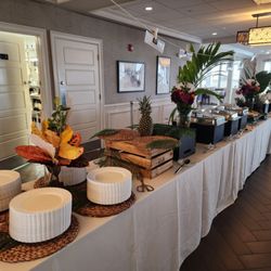 Edgewater Beach and Cabana Club - Chef's amazing custom menu buffet for a theme party. Beautiful event space and great beach sunsets.